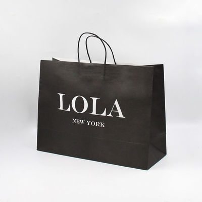 Black White Printing Kraft Paper Bag Reusable  With Handles