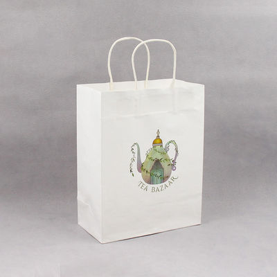 Black White Printing Kraft Paper Bag Reusable  With Handles